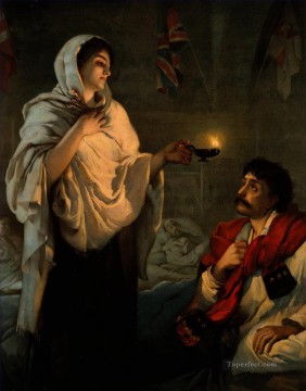 イエス Painting - ランプを持つ貴婦人 スクタリのナイチンゲール先生 患者を訪ねるナイチンゲール ヘンリエッタ・レイ